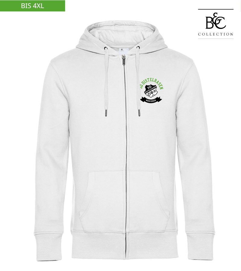 B&C Herren Zipped Hoodie White "Bono"