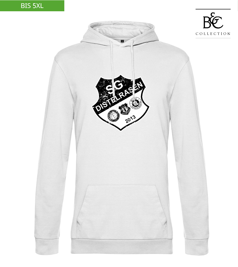 B&C Herren Hoodie White "Uwe Frontprint"