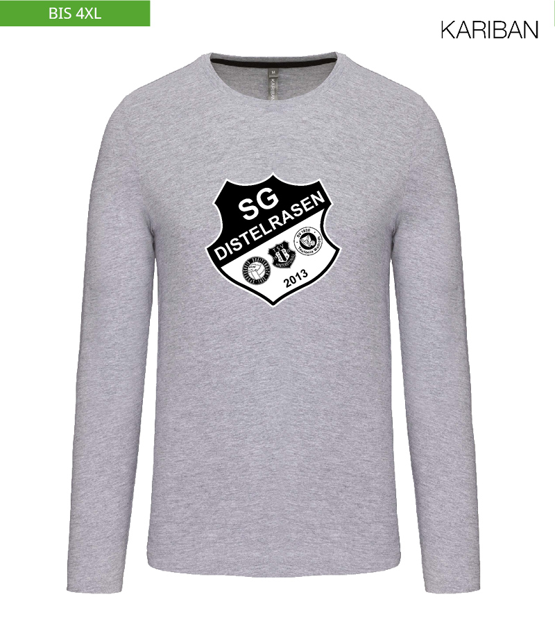Kariban Herren Langarmshirt Oxford Grey "Anton Frontprint"
