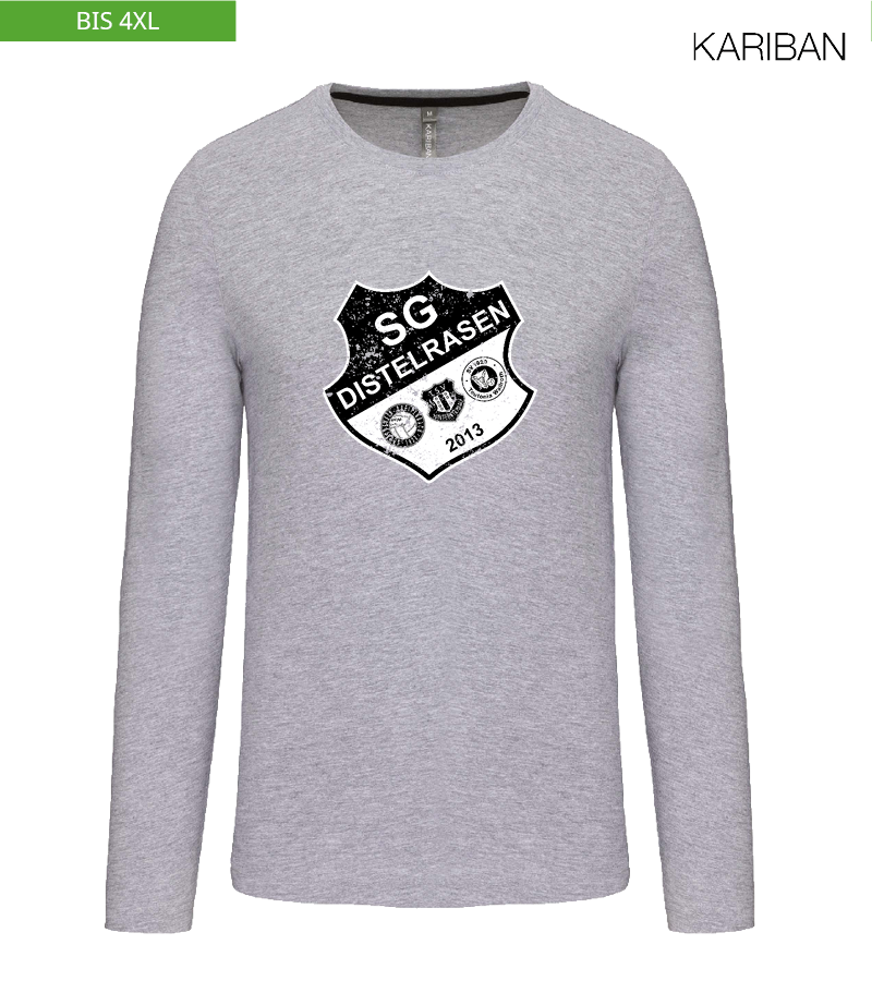 Kariban Herren Langarmshirt Oxford Grey "Uwe Frontprint"