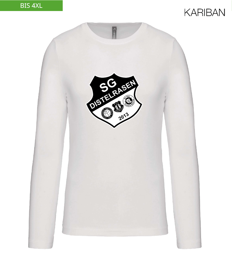 Kariban Herren Langarmshirt White "Anton Frontprint"