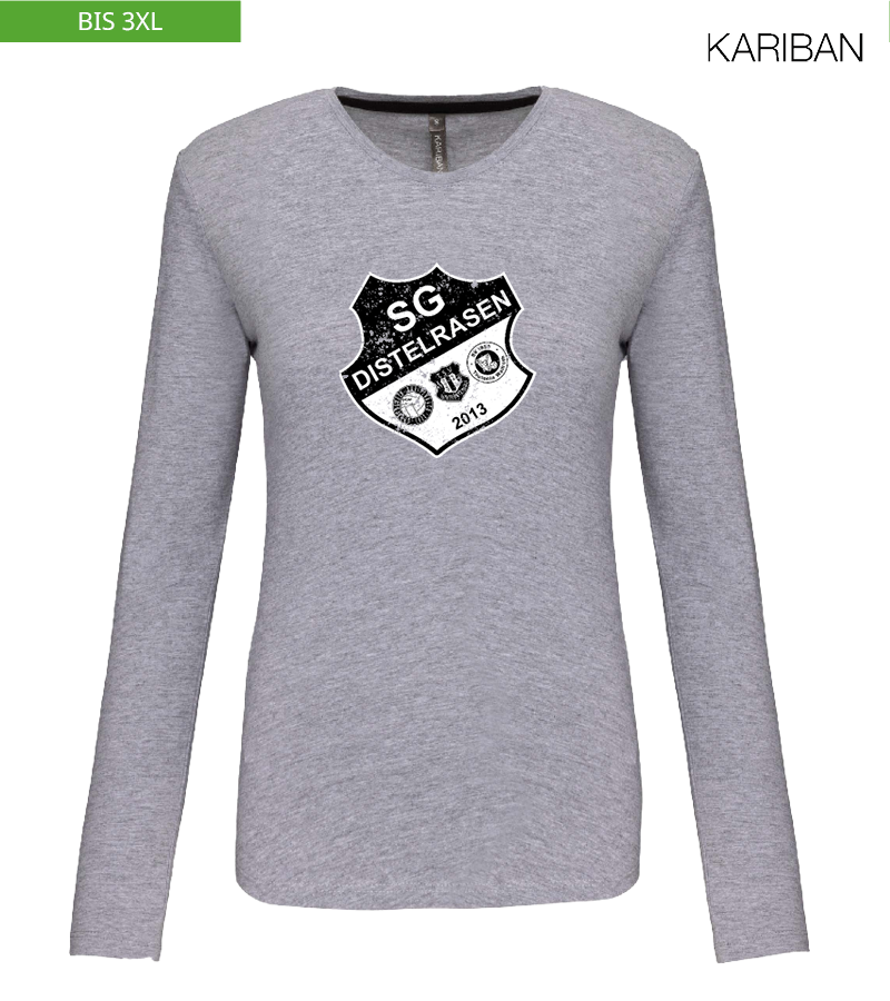 Kariban Damen Langarmshirt Oxford Grey "Uwe Frontprint"