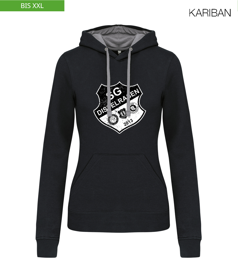 Kariban Damen Hoodie Black Fine Grey "Uwe Frontprint"