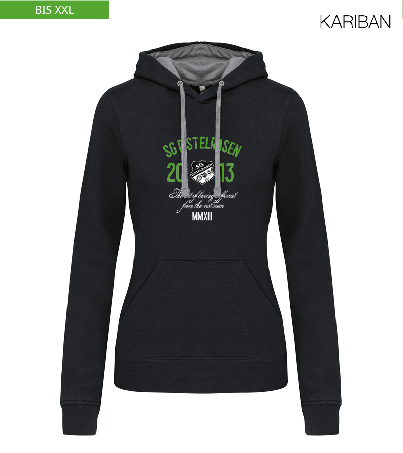 Kariban Damen Hoodie Black Fine Grey "Isack"