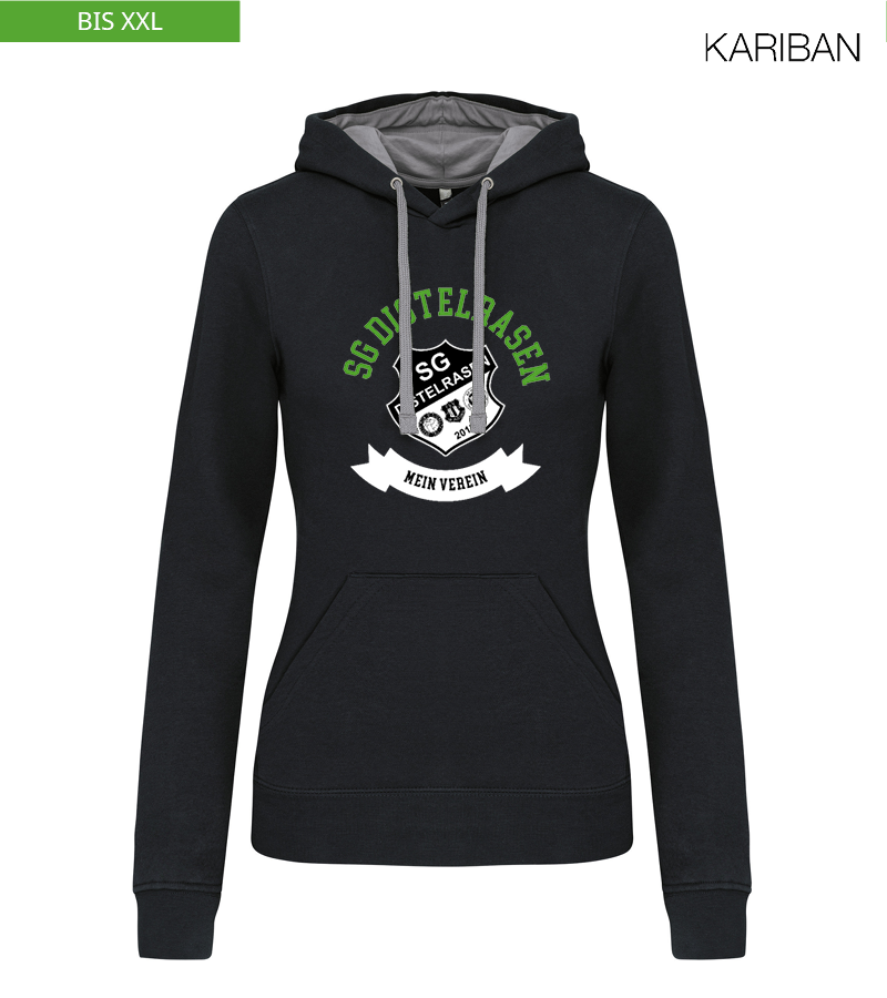 Kariban Damen Hoodie Black Fine Grey "Bono"