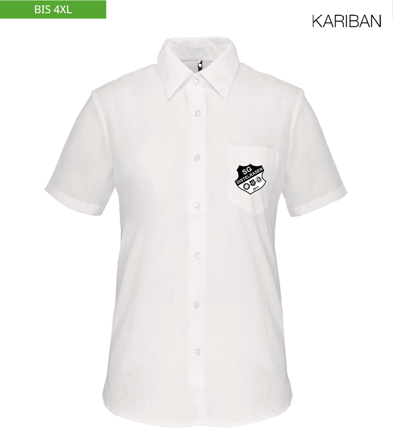 Kariban Damen Kurzarmbluse White "Anton"